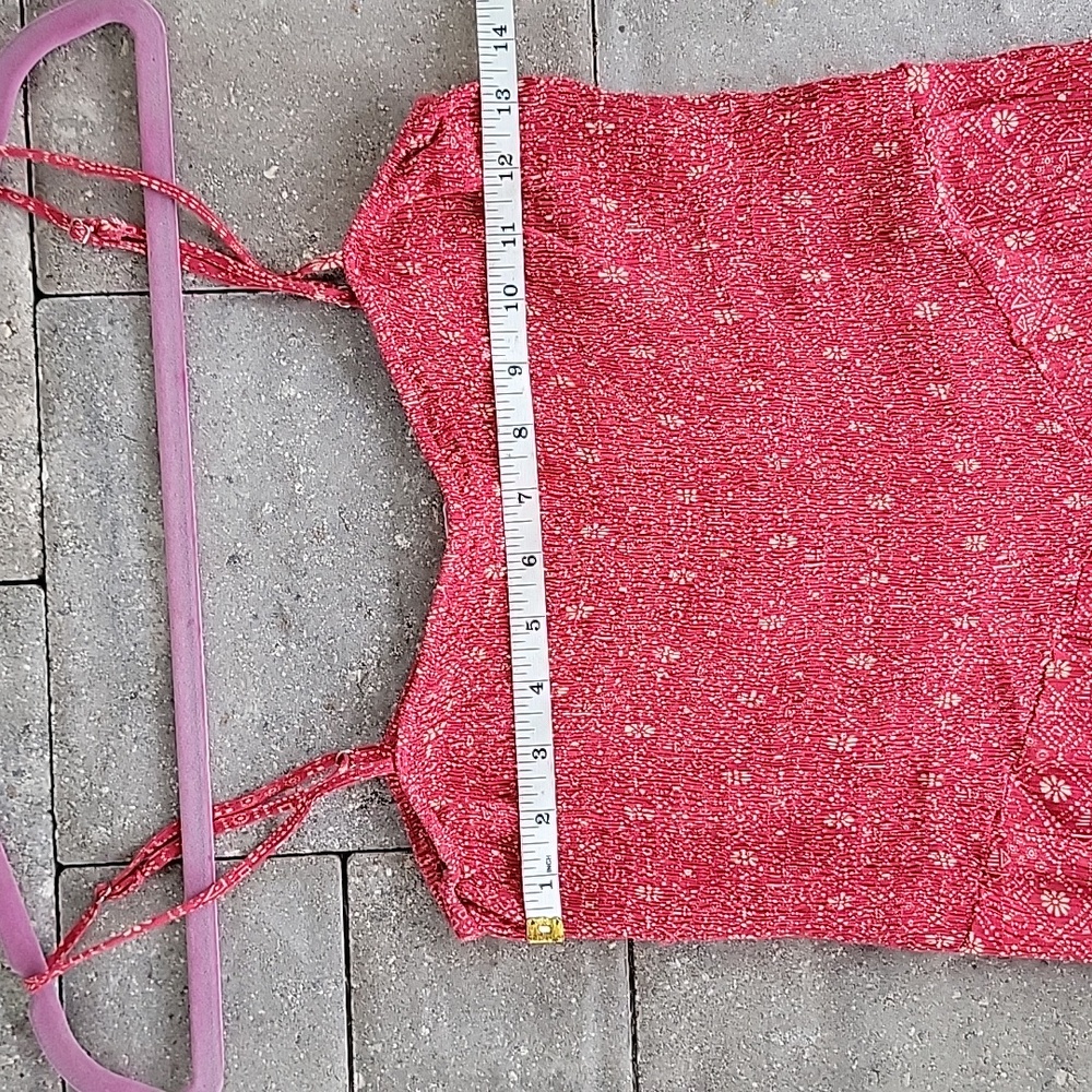 Timing Red Flare-Leg Jumpsuit Smocked Bodice Adjustable Straps Sz L - Picture 4 of 11